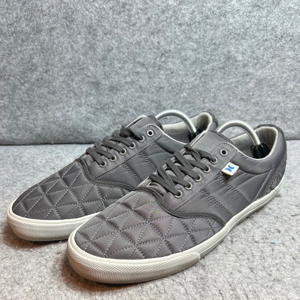 Hurley Mens Quilted Low Top Sneakers Charcoal Gray Casual Shoes Lace Up Size 11